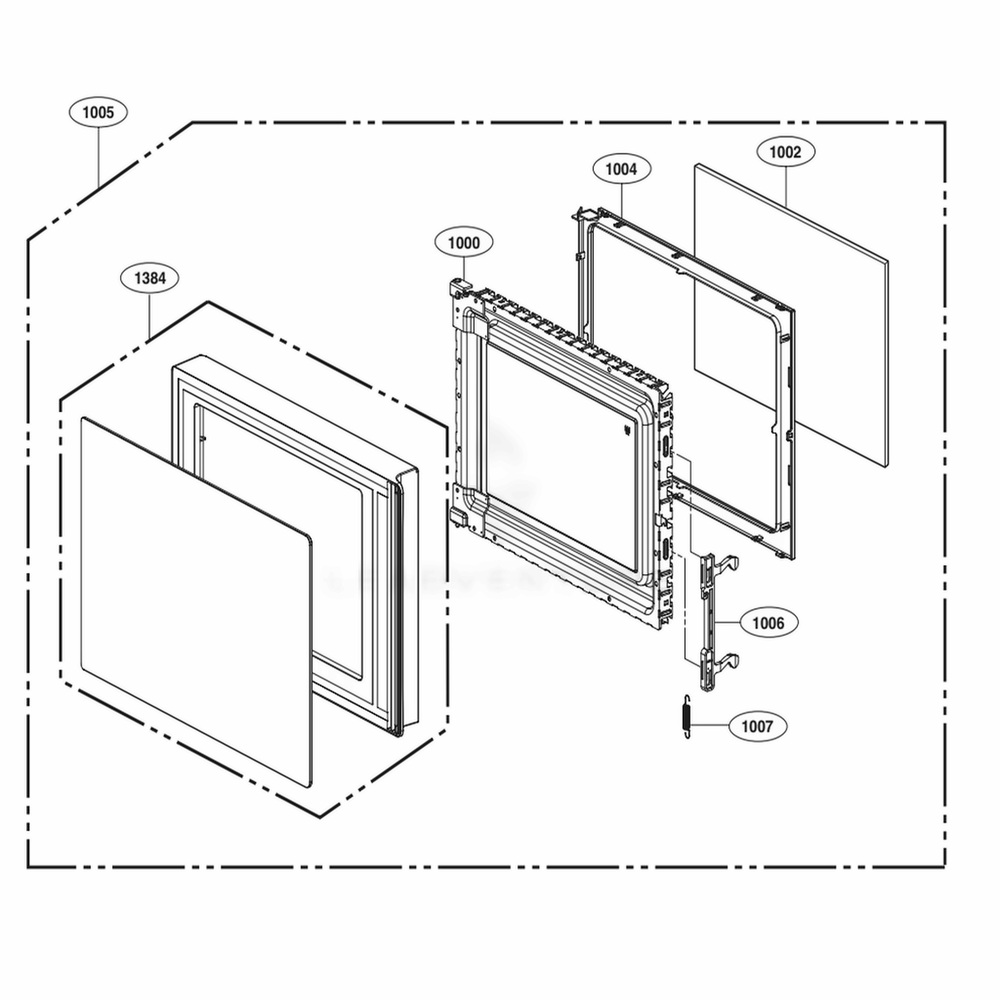 Door Parts Diagram and Parts List for LMC0975SW CWHEBBY LG Wall Oven