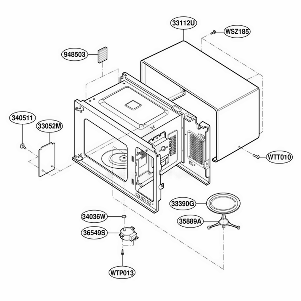 Oven Cavity Parts Diagram and Parts List for JES1339BC S1EGEU LG Range