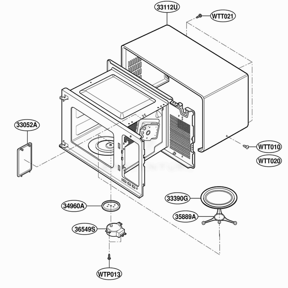 Oven Cavity Parts Diagram and Parts List for 87910 MWESEC LG Range