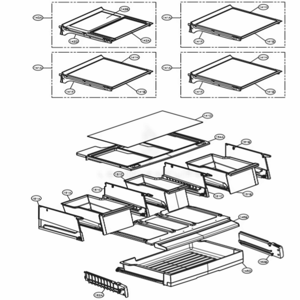 Refrigerator Parts Diagram and Parts List for LSFXC2476S ASTCNA1 LG Refrigerator