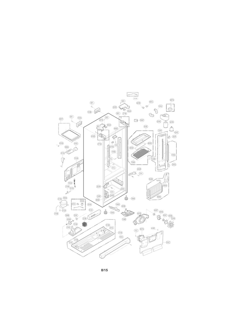 Case Parts Diagram and Parts List for LFX25973ST 03 LG Refrigerator