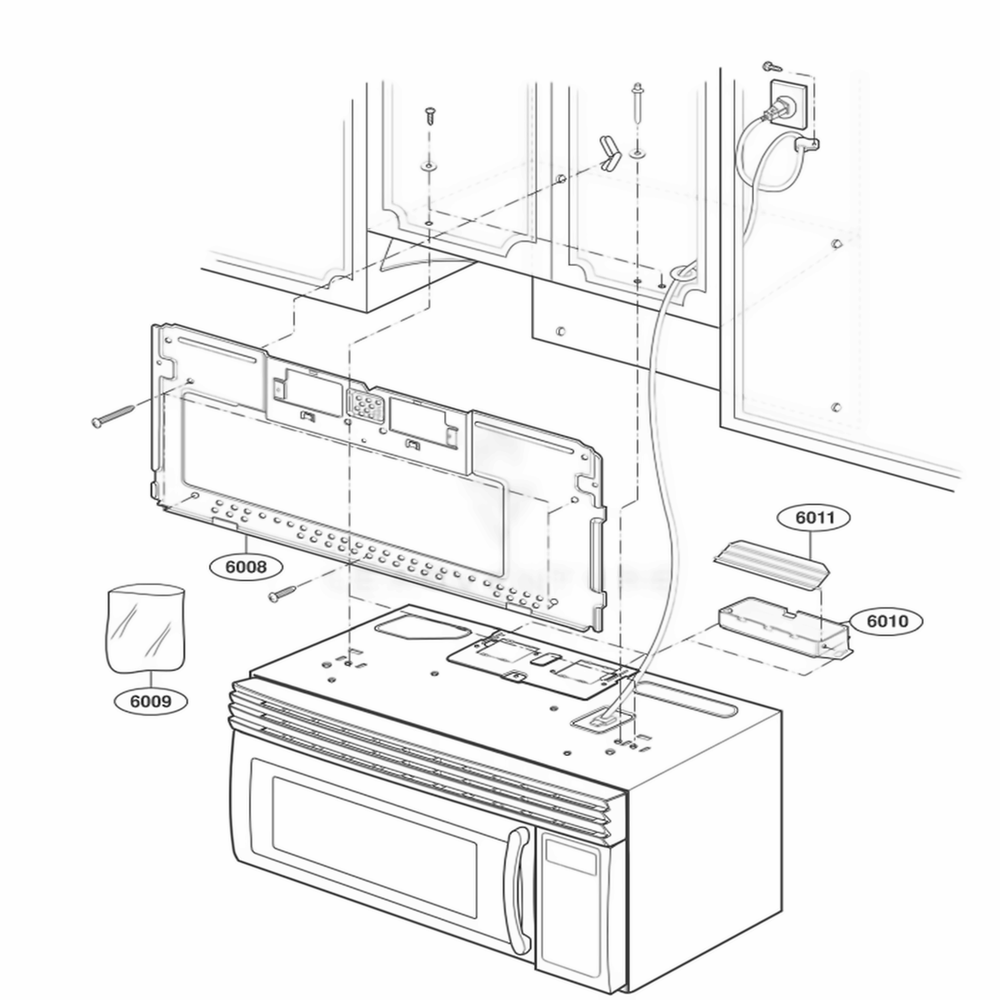 Installation Parts Diagram and Parts List for JMV8196ACQ ABSEJEC LG Range