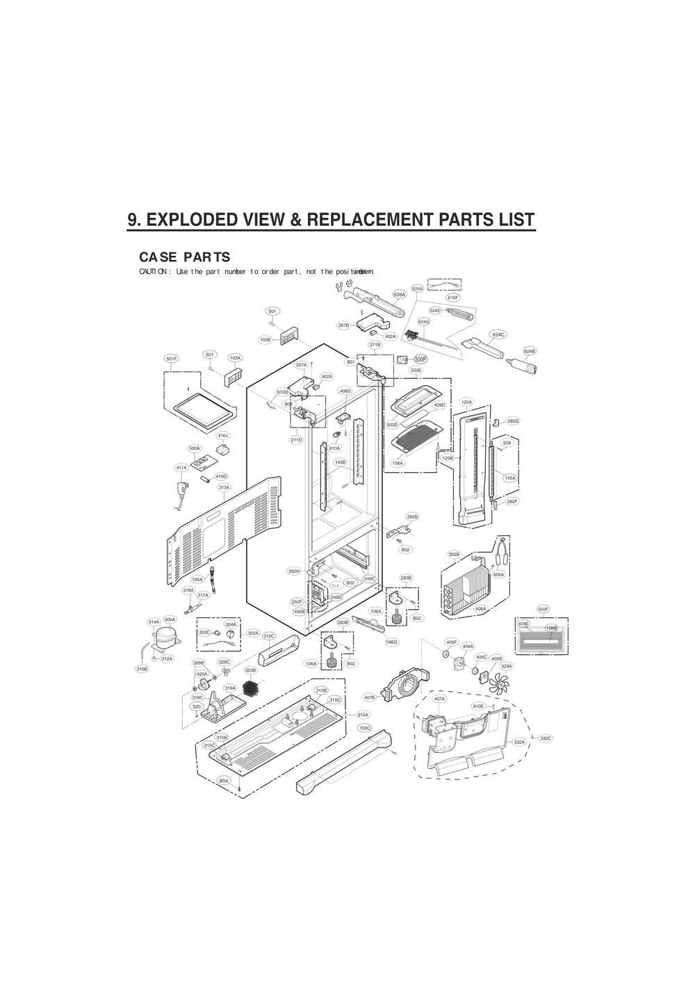Case Parts Diagram and Parts List for GC-L218VSXZ ASTCNA6 LG Refrigerator
