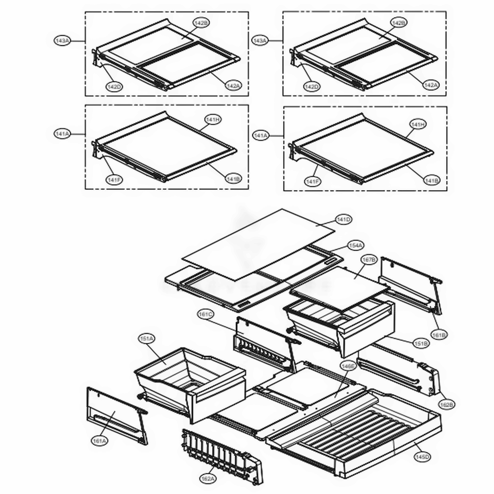 Refrigerator Parts Diagram and Parts List for 74032 ASWCSE0 LG Refrigerator