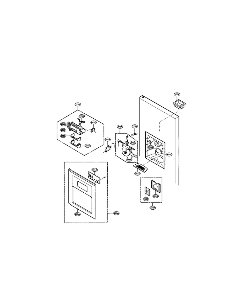 Dispenser Diagram and Parts List for LRSP2031BS  LG Refrigerator