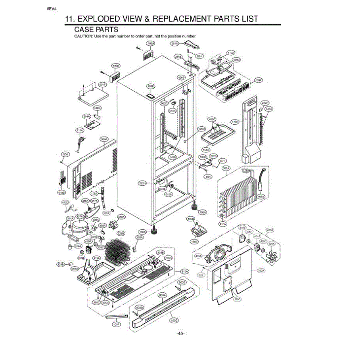Section 1 Diagram and Parts List for 75082 ASWCSEA LG Refrigerator