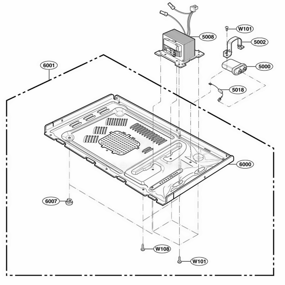 Installation Parts Diagram and Parts List for 62102201 CW1ESEA LG Range