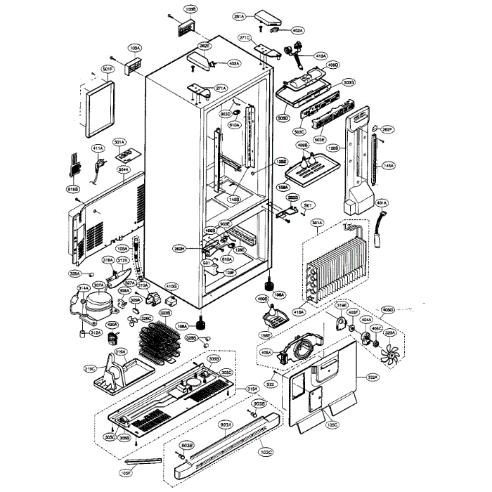 Case Diagram and Parts List for LFC22740SB  LG Refrigerator