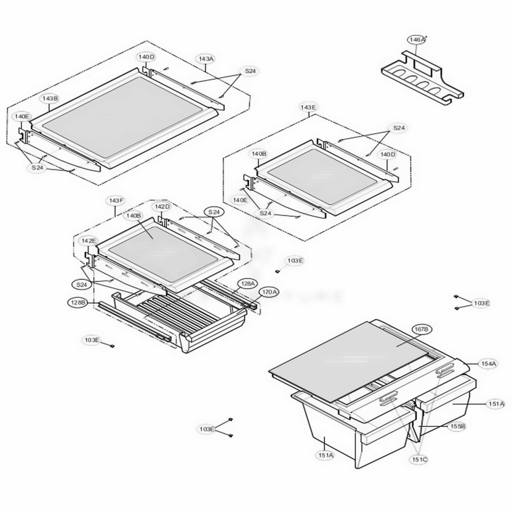 Refrigerator Parts Diagram and Parts List for 65212 ASWCSEF LG Refrigerator