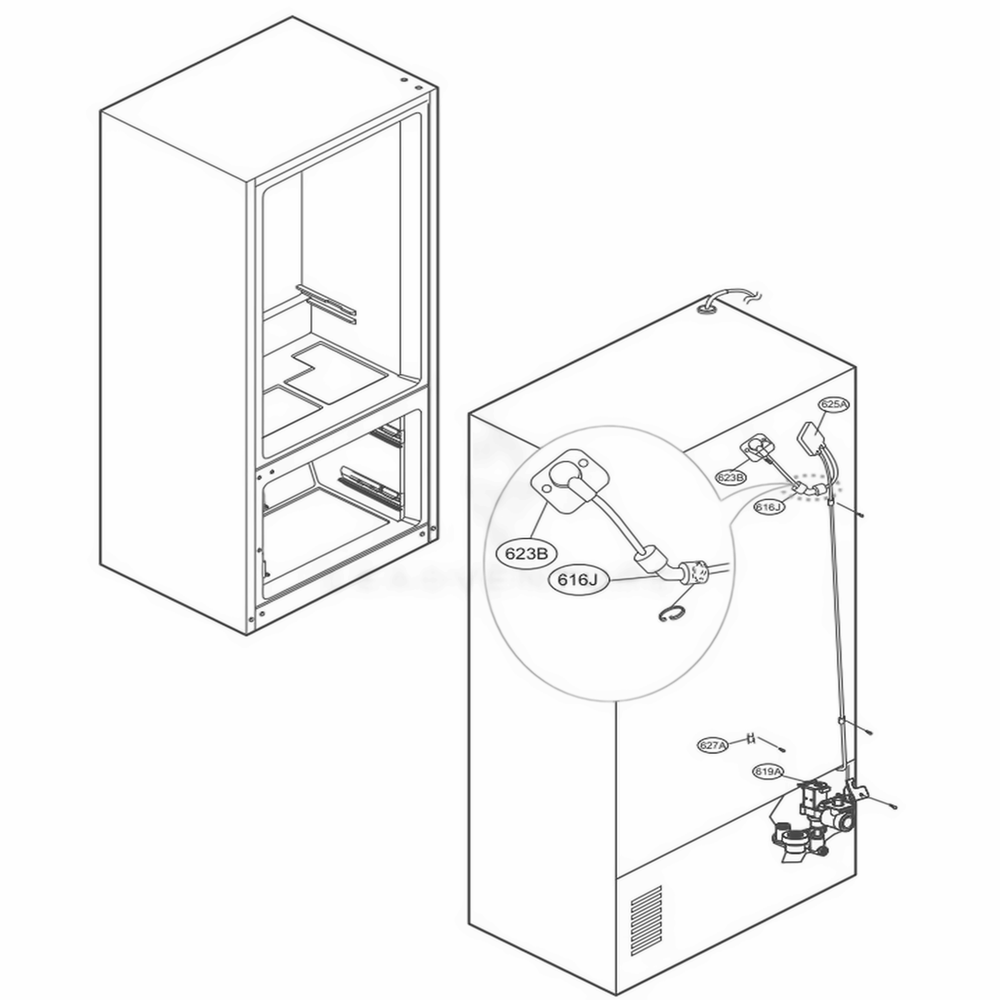 Valve And Water Tube Parts Diagram and Parts List for LFXS24663S ASTCNA1 LG Refrigerator