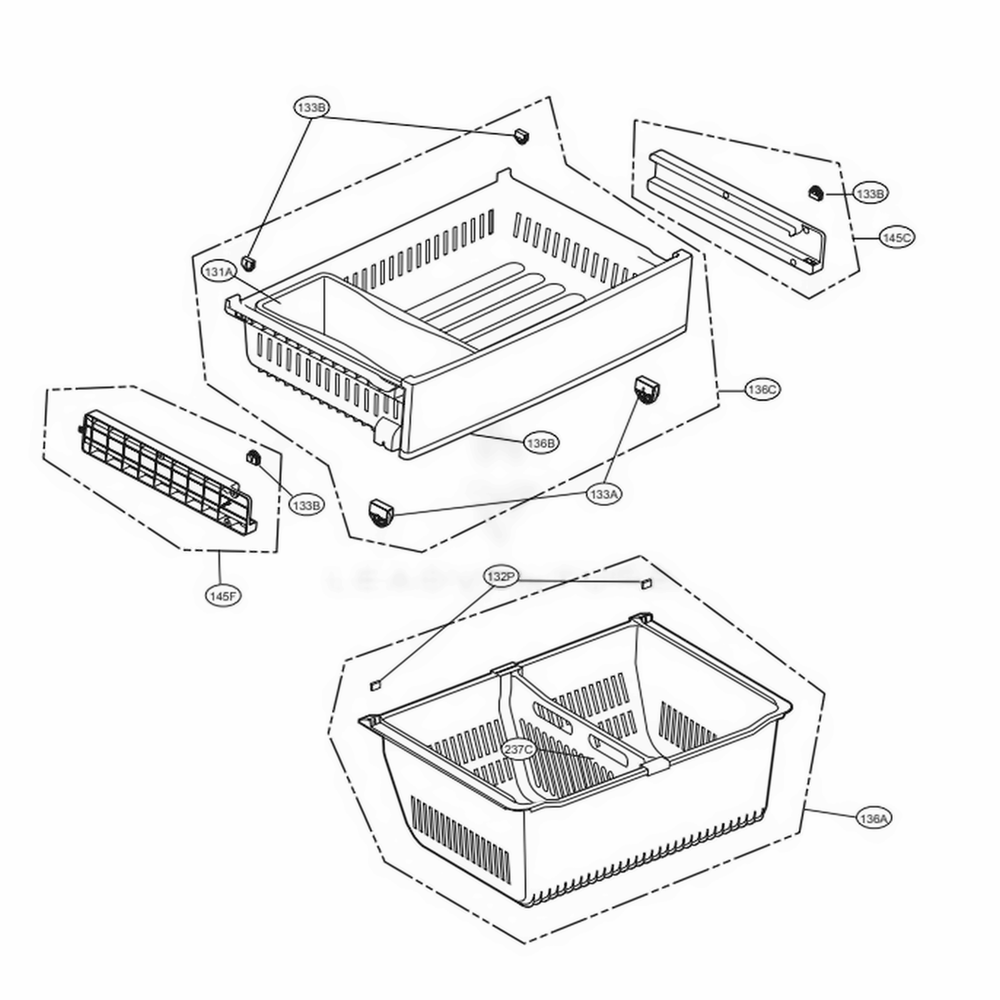 Freezer Parts Diagram and Parts List for LFX28978ST ASTCNA4 LG Refrigerator