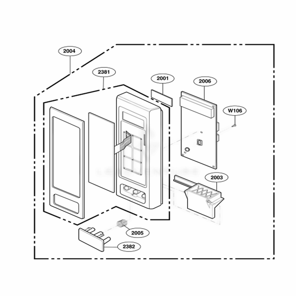 Control Panel Parts Diagram and Parts List for HMB402 AWHEBSU LG Wall Oven