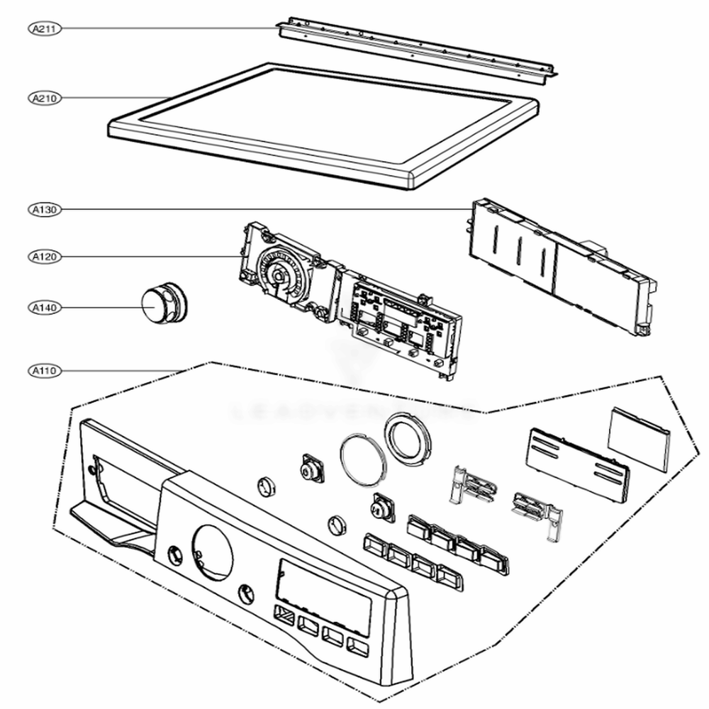 Control Panel And Plate Assembly Parts Diagram and Parts List for DLE2601W ABWEEUS LG Dryer