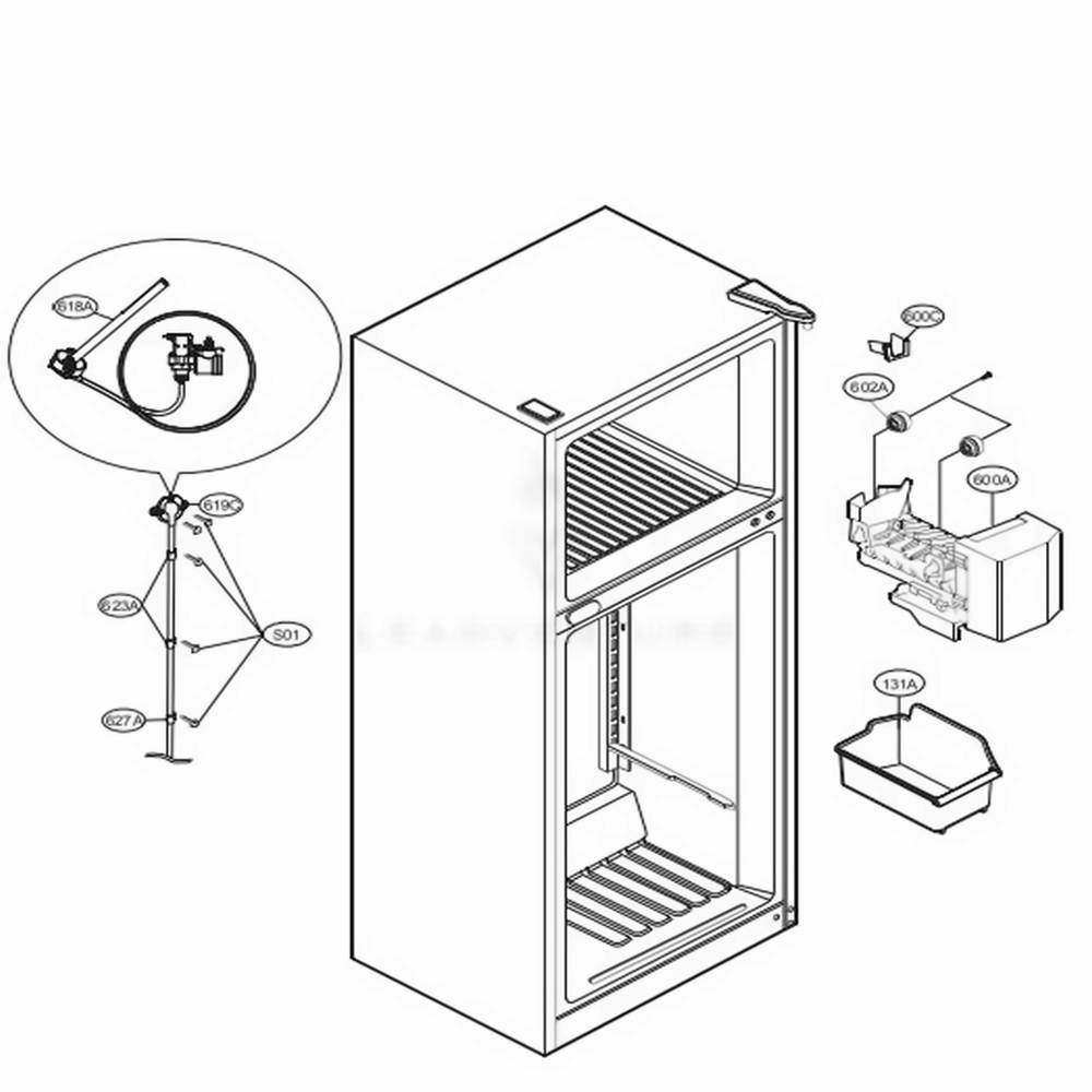 Ice Maker Parts Diagram and Parts List for 78033 ASTCSE0 LG Refrigerator
