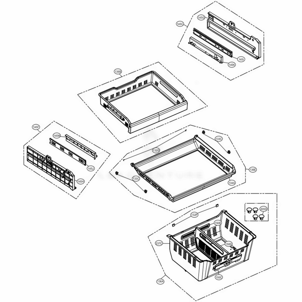 Freezer Parts Diagram and Parts List for LMXC23746D ASBCNA0 LG Refrigerator
