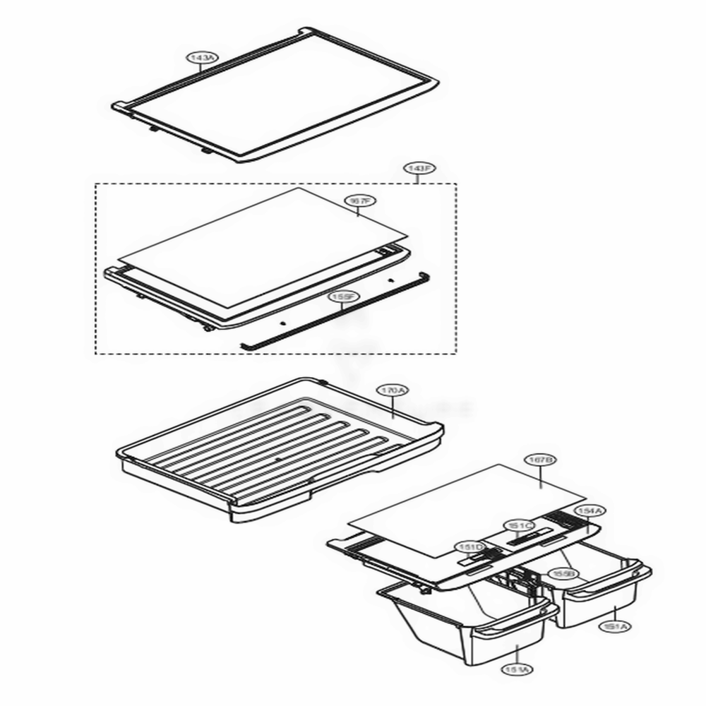Refrigerator Parts Diagram and Parts List for 78032 ASWCSE5 LG Refrigerator