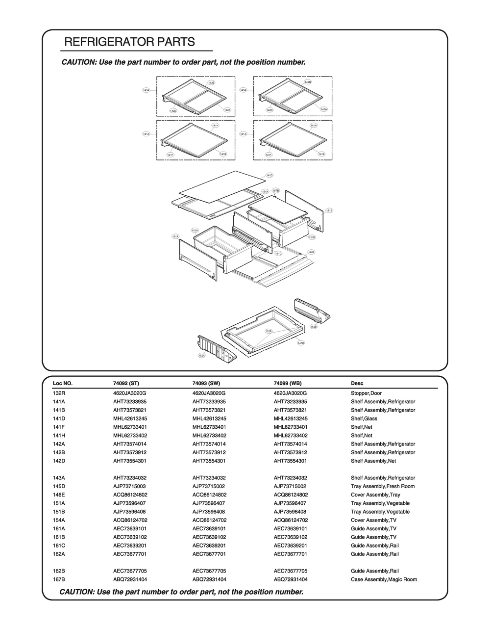 Refrigerator Parts Diagram and Parts List for GR-L338HQTM ASWCSE1 LG Refrigerator