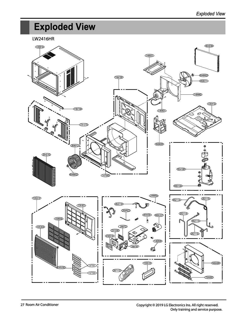 Diagram 1 Diagram and Parts List for W4NX24NNGFD AT3AHDP LG Air Conditioner