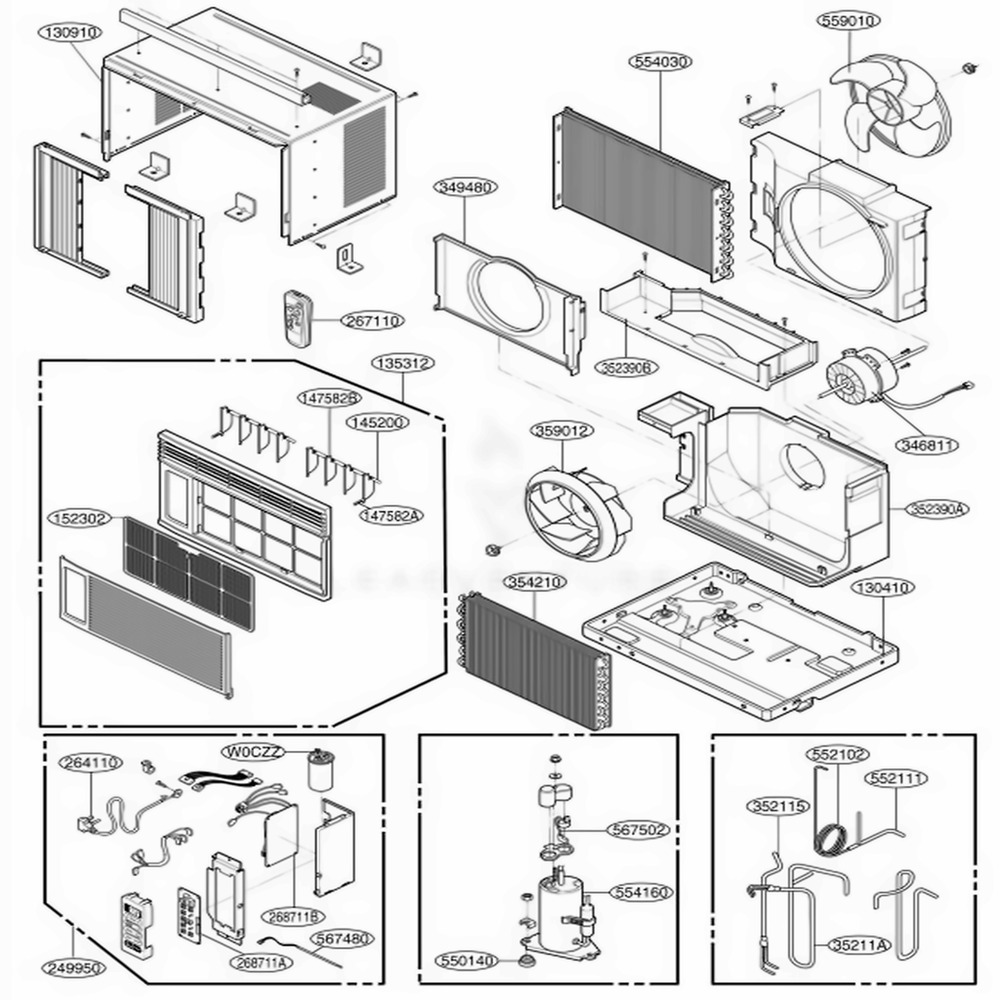 Main Diagram and Parts List for M5404R AWYCUSG LG Air Conditioner