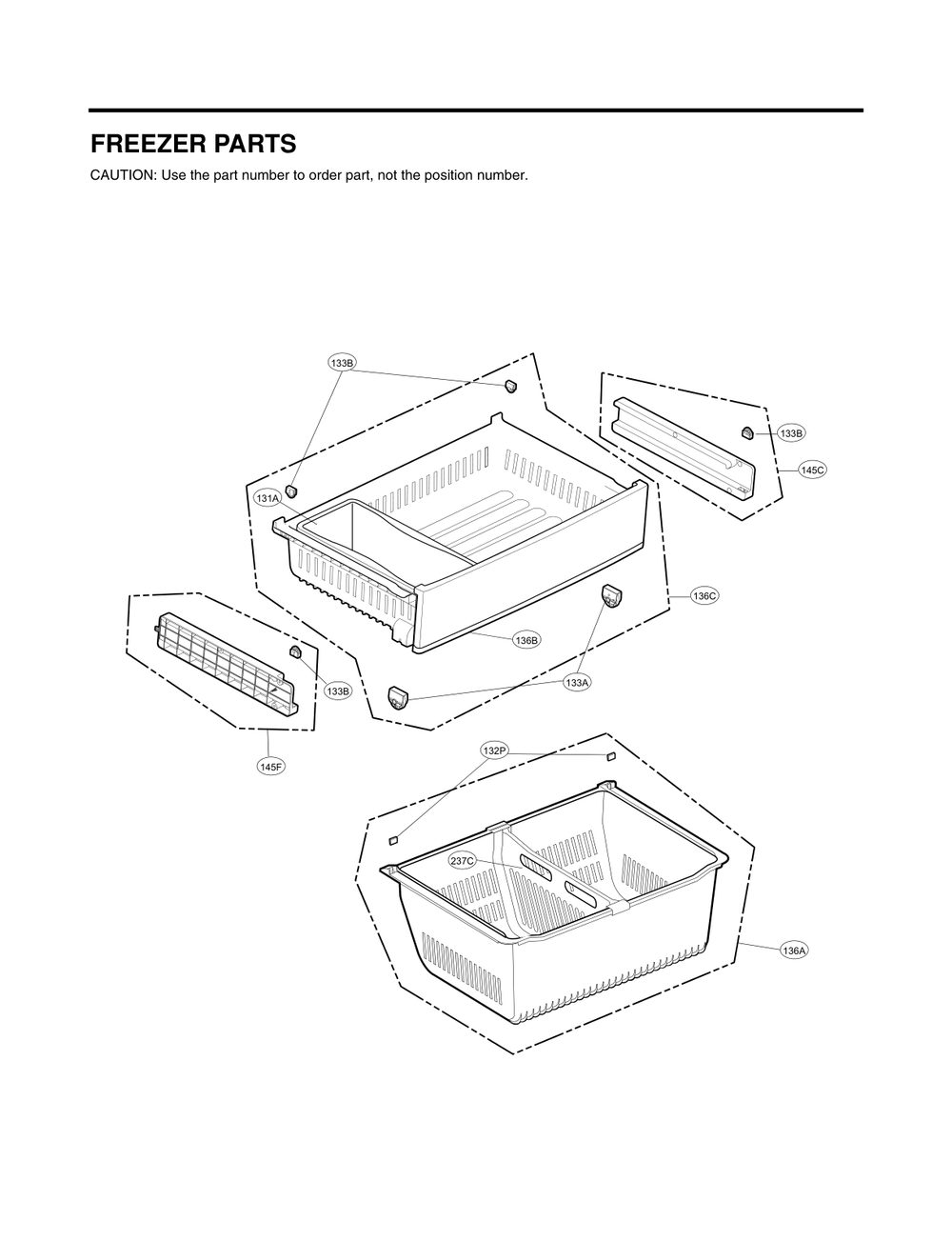 Freezer Parts Diagram and Parts List for GC-L288NSJF ASTCNA1 LG Refrigerator