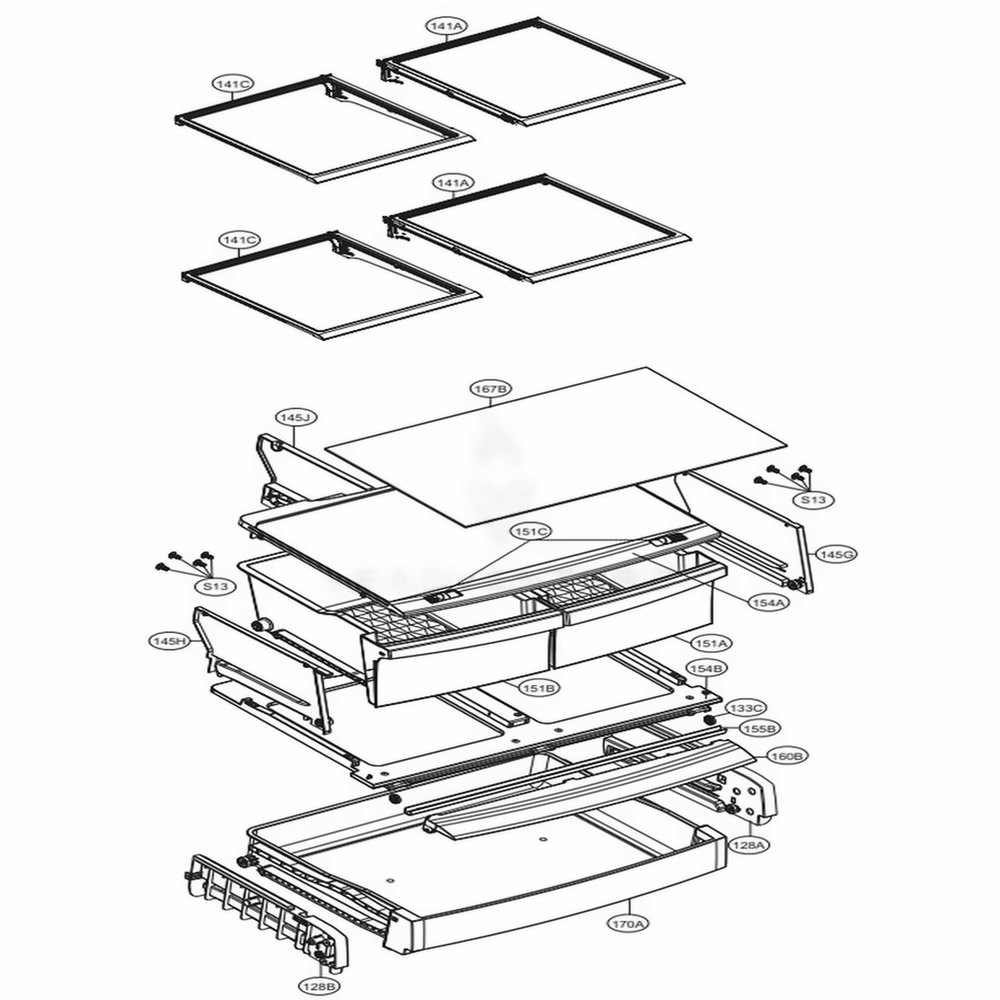 Refrigerator Parts Diagram and Parts List for 71314 ABICSE4 LG Refrigerator