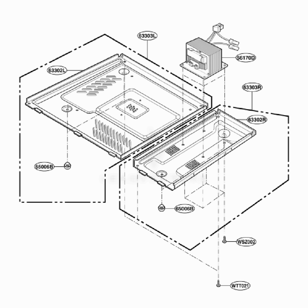 Base Plate Parts Diagram and Parts List for GT4185SKT ABSEWRP LG Range