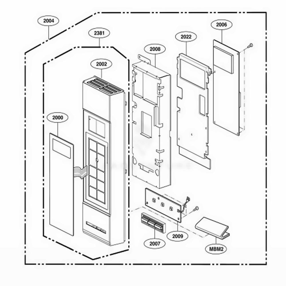 Controller Parts Diagram and Parts List for 86019 ABKESEA LG Range