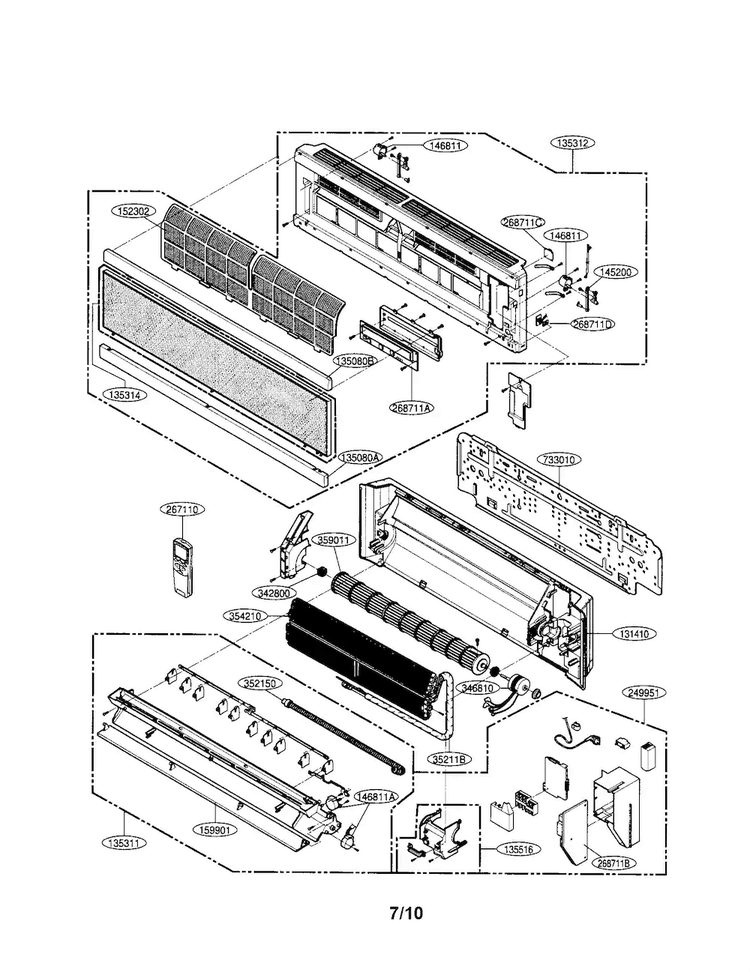 Indoor Unit Diagram and Parts List for LAU140CE  LG Air Conditioner