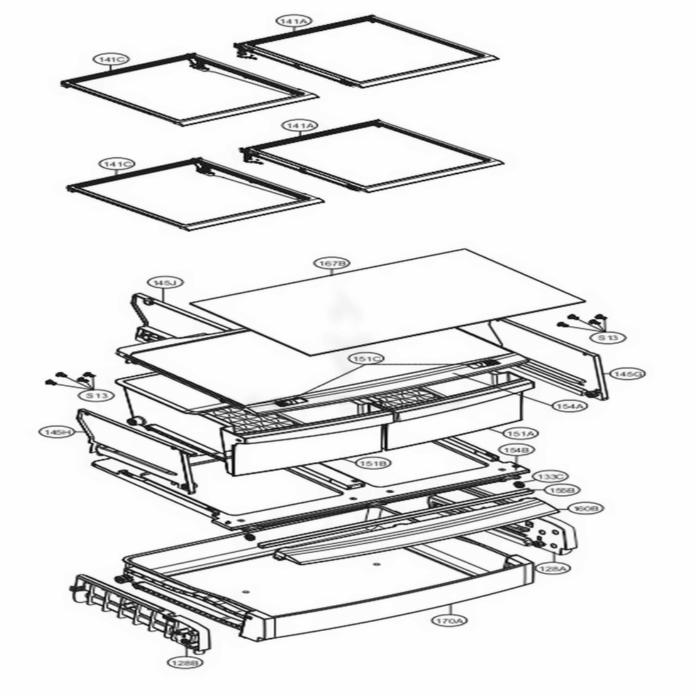 Refrigerator Parts Diagram and Parts List for 71323 ASTCSE2 LG Refrigerator