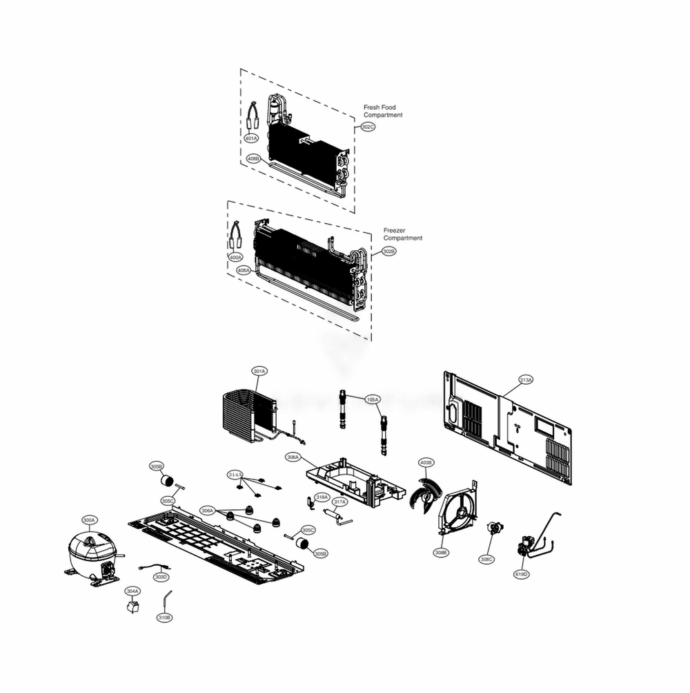 Cycle Parts Diagram and Parts List for LRFVC2406S ASTCNA0 LG Refrigerator