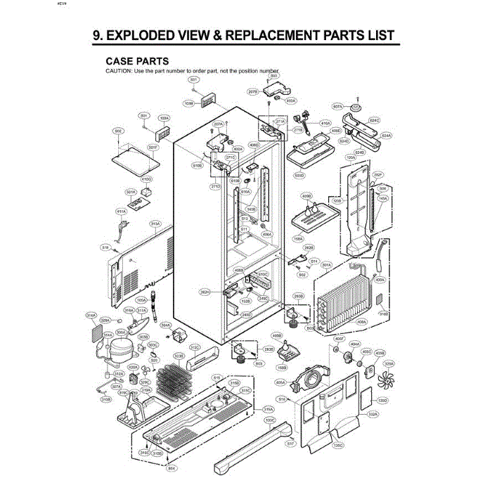 Section 1 Diagram and Parts List for LRFD25850WW ASWCLGA LG Refrigerator