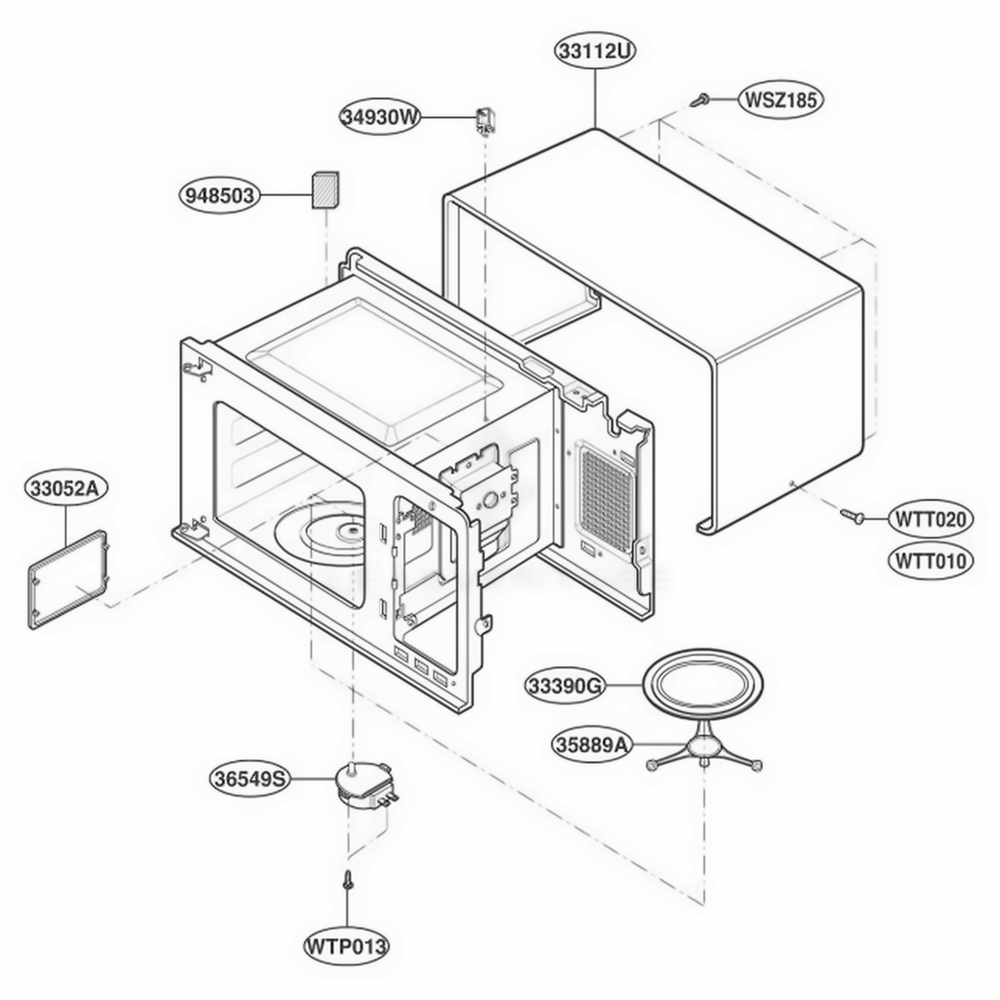 Oven Cavity Parts Diagram and Parts List for KCMS145JBU AB9EKAD LG Range