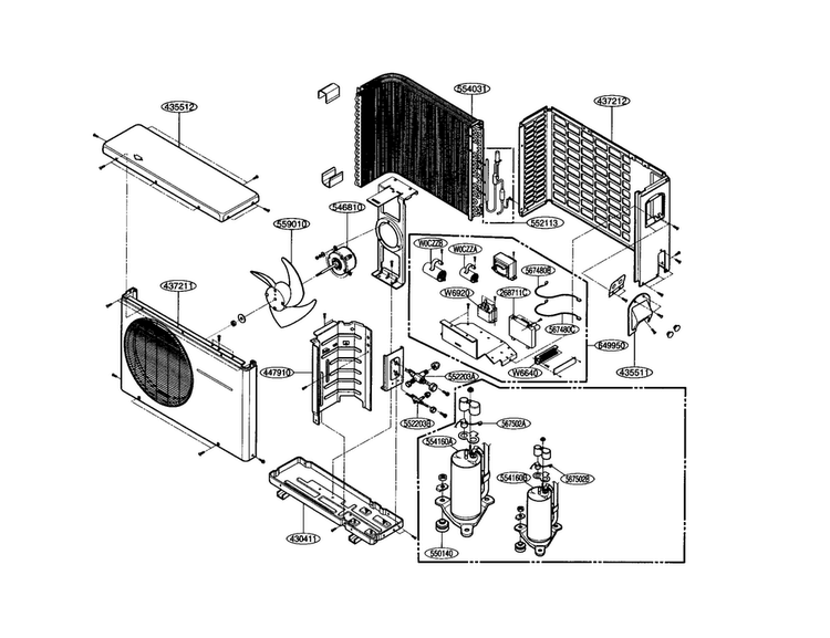 Outdoor Unit Diagram and Parts List for LA181CNW  LG Air Conditioner