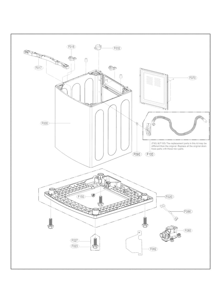 Outer Case Parts Diagram and Parts List for WT5480CW  LG Washer