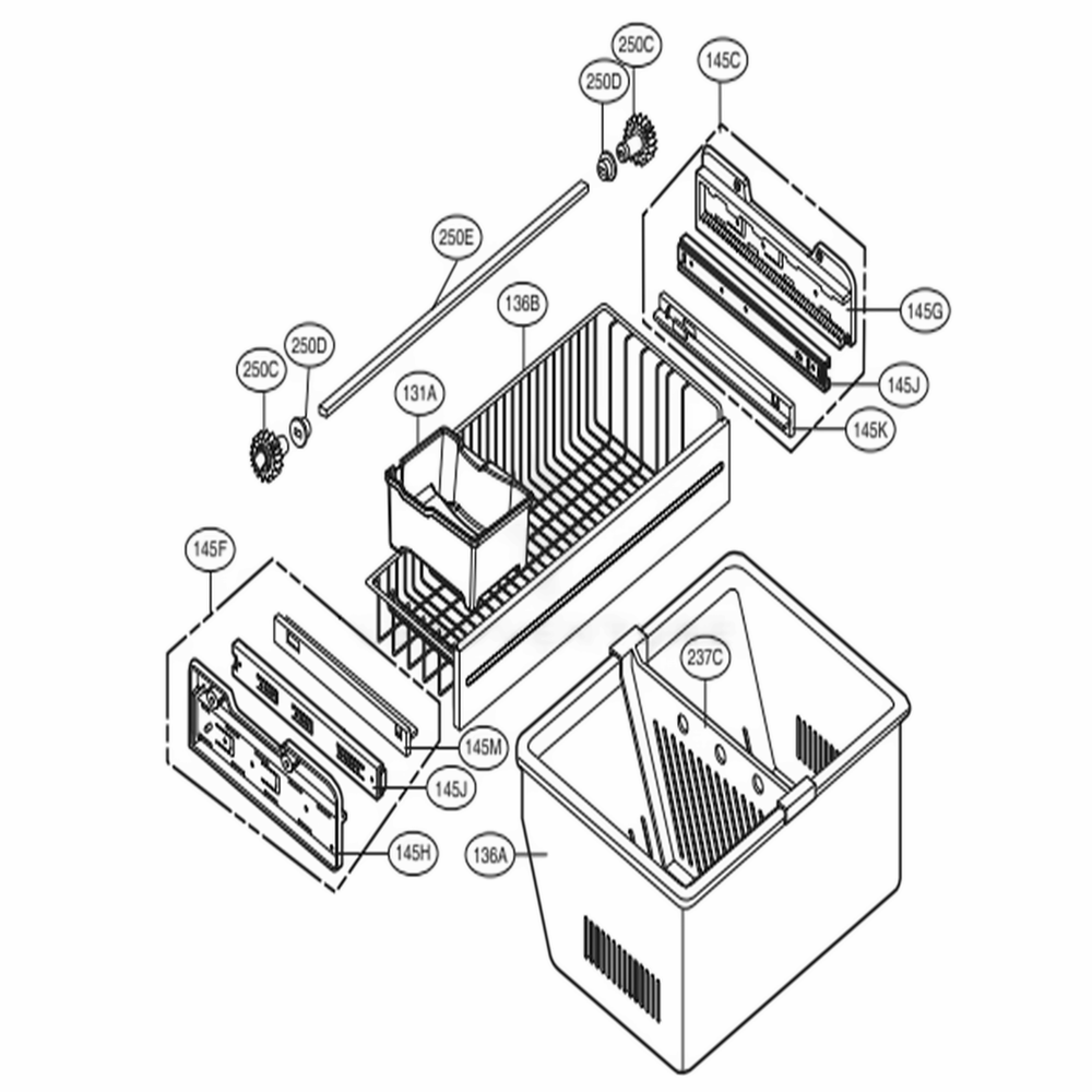Freezer Parts Diagram and Parts List for 71603 ASTCSE3 LG Refrigerator