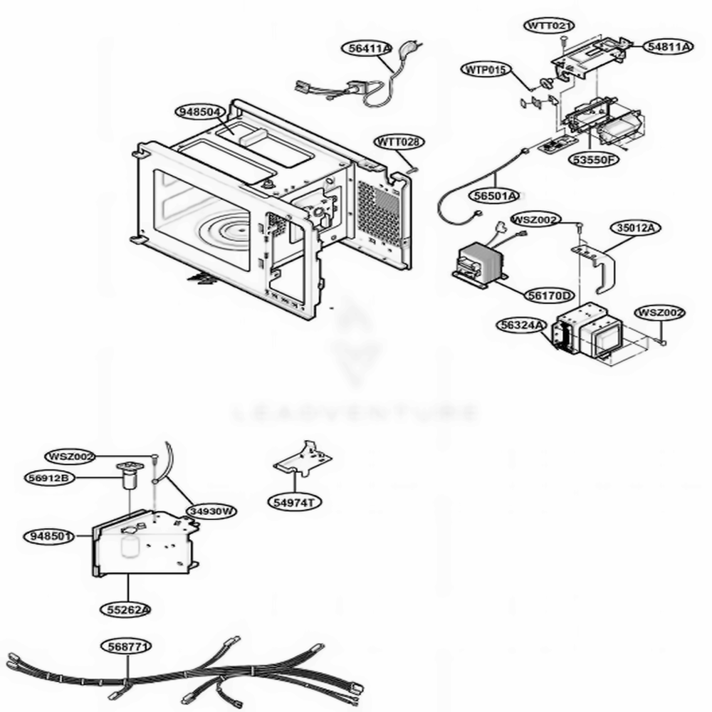 Interior Parts Diagram and Parts List for YKCMS135GSS STEKAC LG Range