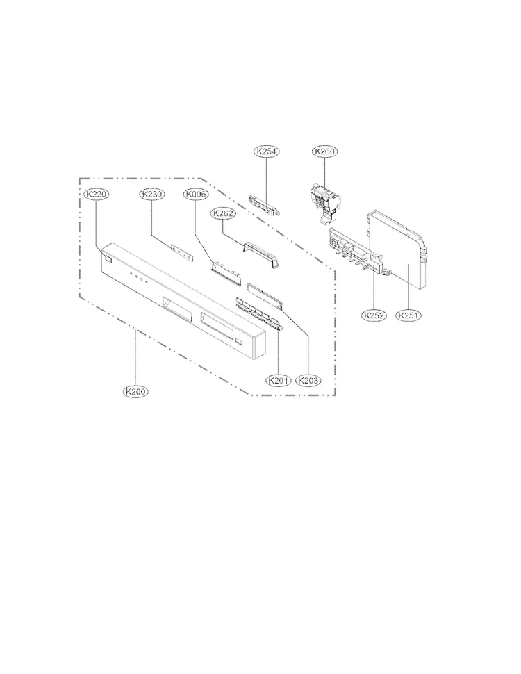 Panel And Base Parts Diagram and Parts List for LDS5811BB-01  LG Dishwasher