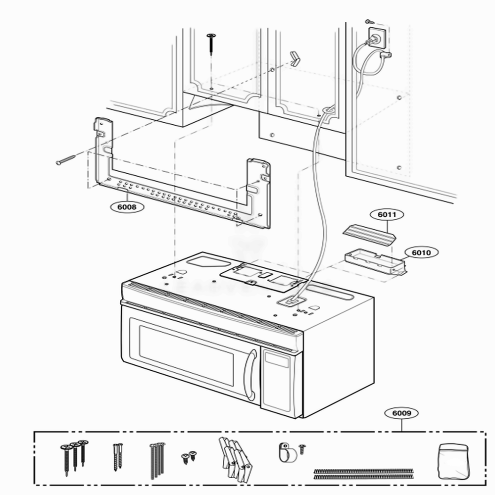 Installation Parts Diagram and Parts List for MMV6178AAS AS1EMTG LG Wall Oven