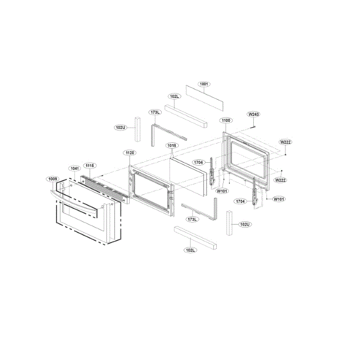 Lower Door Diagram and Parts List for LDG4315ST 00 LG Range