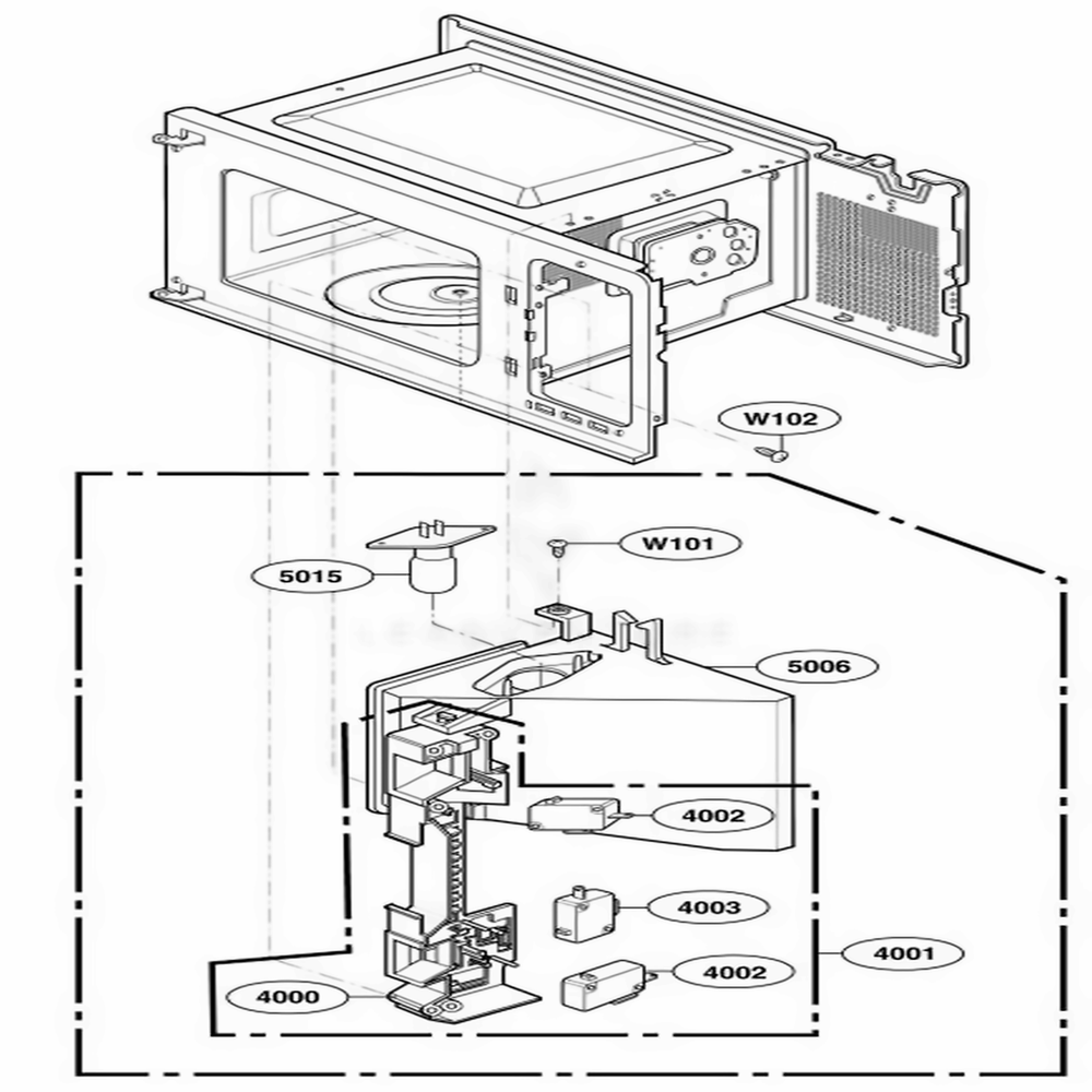Latch Board Parts Diagram and Parts List for HMB406 CBKEBSU LG Wall Oven