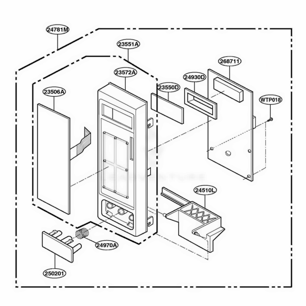 Control Panel Parts Diagram and Parts List for YMT4070SKQ KWHEWPC LG Wall Oven