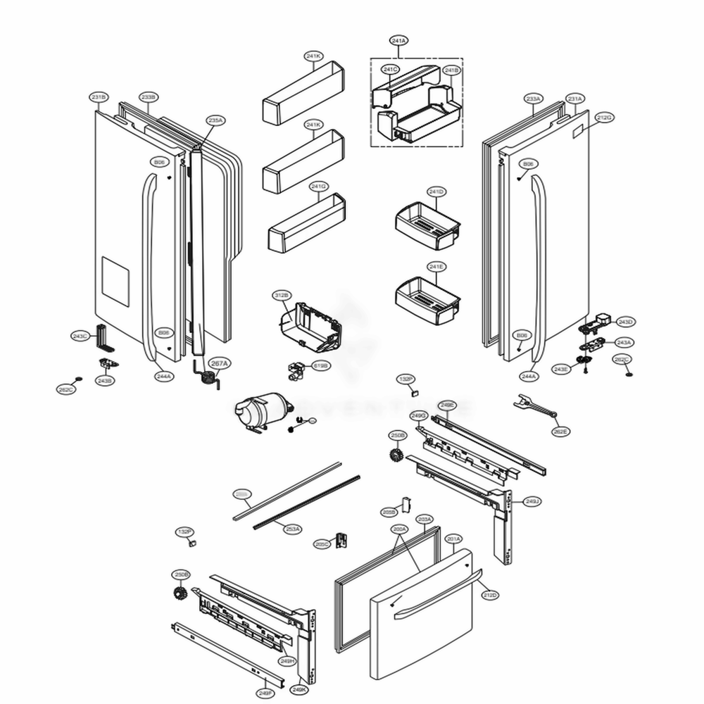 Door Parts Diagram and Parts List for LFX25973ST ASTCNA4 LG Refrigerator