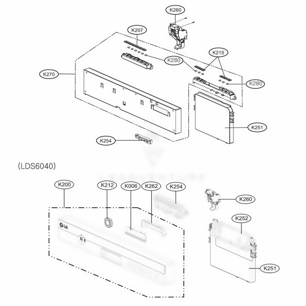 Panel Assembly Diagram and Parts List for 39232533 ASTEEUS LG Dishwasher