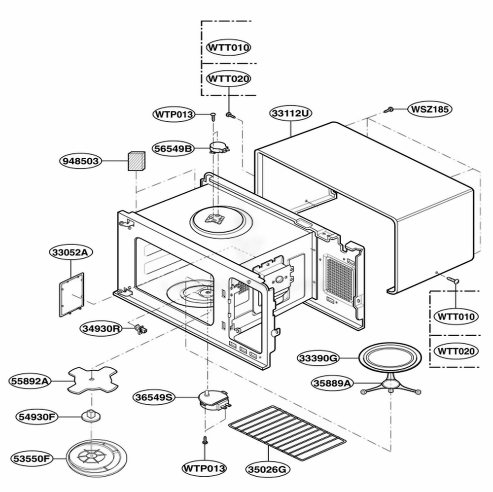 Oven Cavity Parts Diagram and Parts List for KCMS185JWH CWHEKAD LG Wall Oven