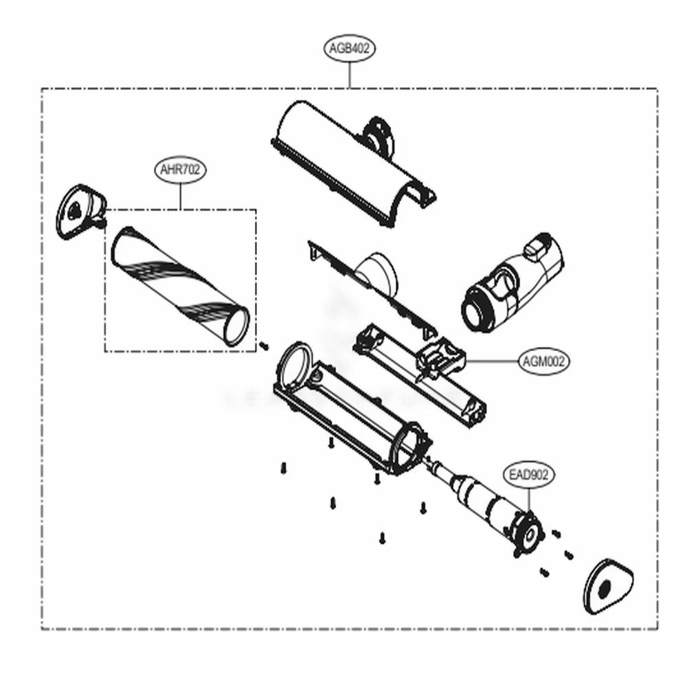Carpet Nozzle - Nozzle Assembly, Turbine Diagram and Parts List for A929KVM AVWELGA LG Canister Vacuum