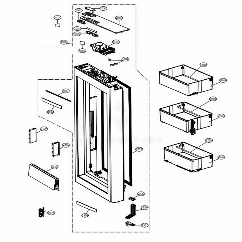 R-Room Door Part 2 Diagram and Parts List for URNTS3106N AGRCNA1 LG Refrigerator