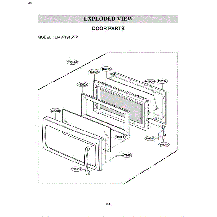 Section 4 Diagram and Parts List for LMV1915NVB ABKELGA LG Microwave Oven Combo