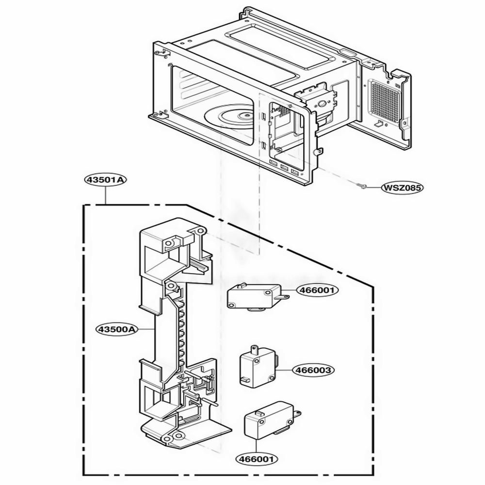 Latch Board Parts Diagram and Parts List for MA1303BRV BKEGSE LG Range