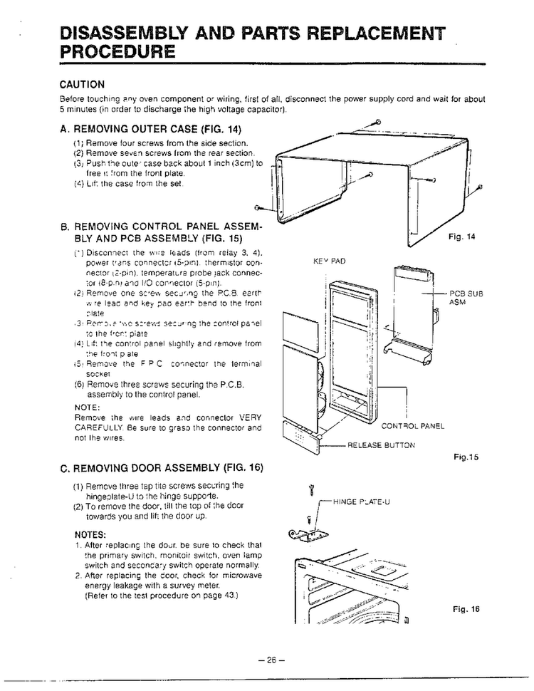 Disassy/replacement Procedure Diagram and Parts List for MH-1355M  LG Microwave