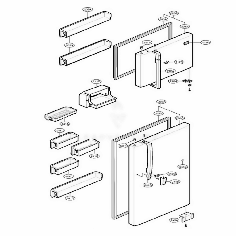 Main Parts 2 Diagram and Parts List for LRTGC1815BK AWBCLGM LG Refrigerator